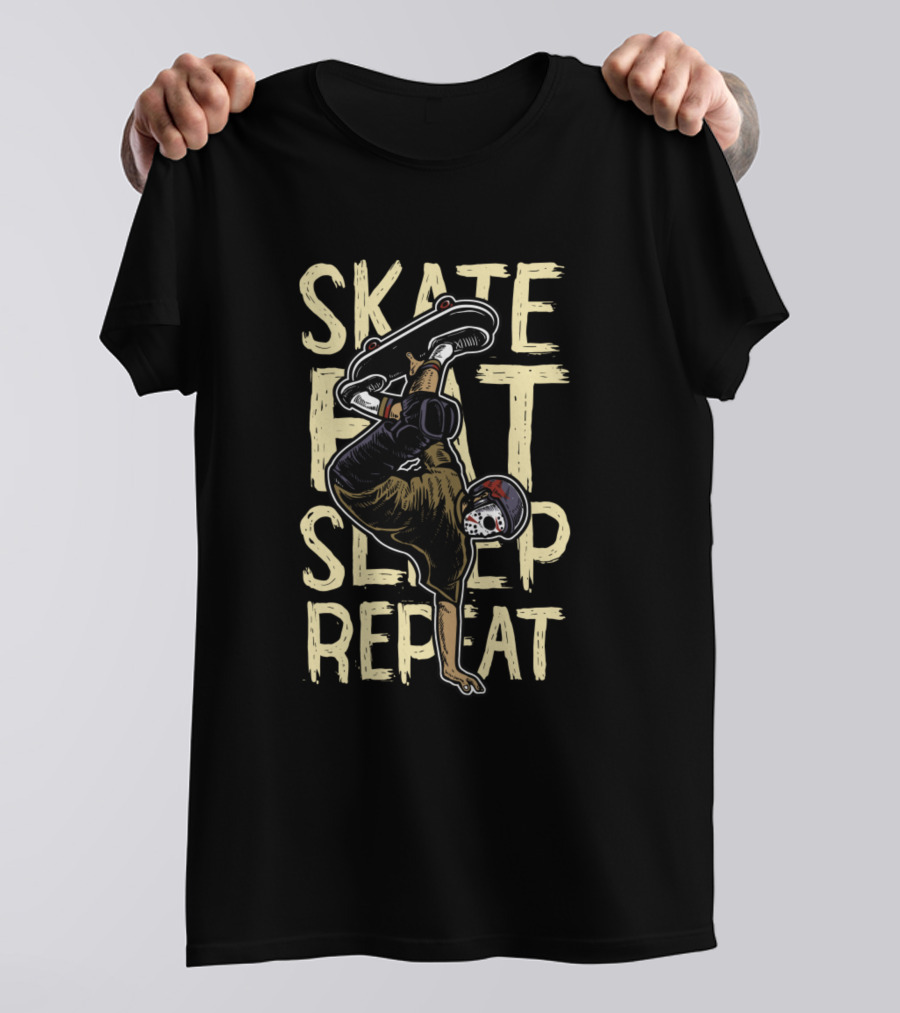 SKATE EAT SLEEP REPEAT Skateboarder Trick T-Shirt