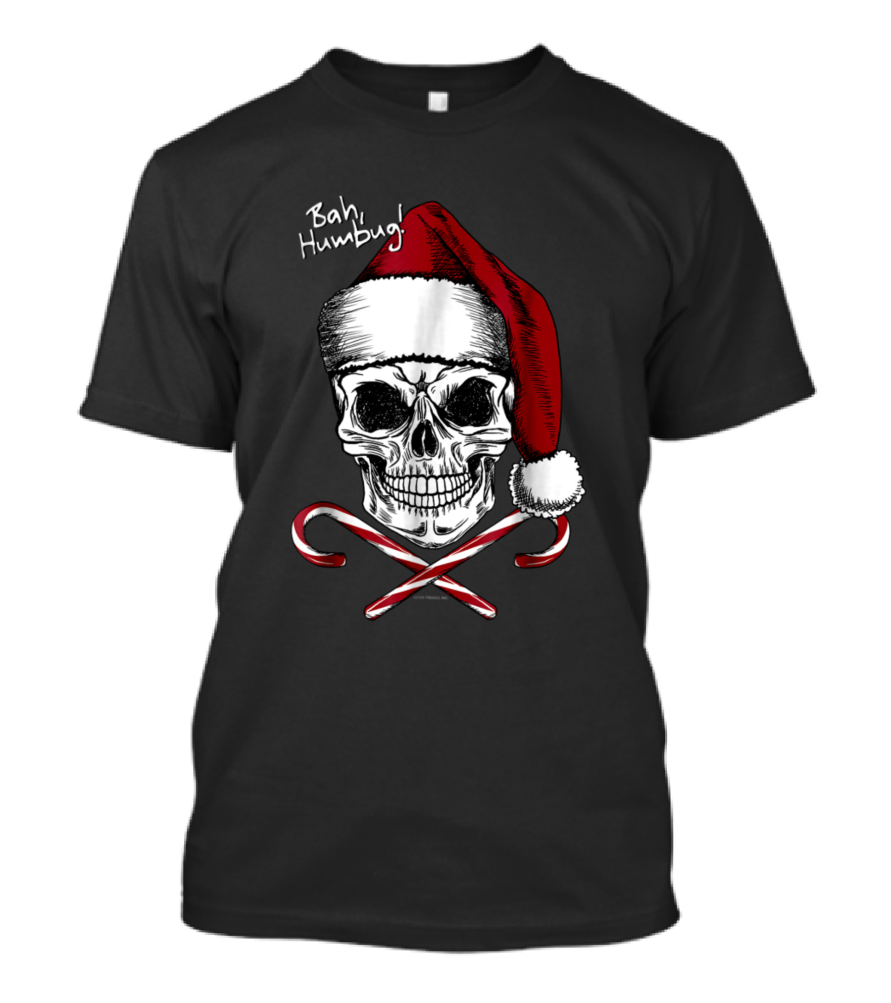 Bah Humbug Skull Santa With Candy Canes Christmas Funny T-Shirt