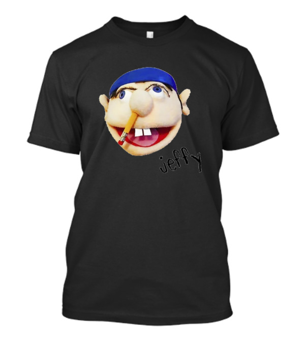 SML Jeffy Puppet Face With Blue Hat And Pencil In Nose T-Shirt