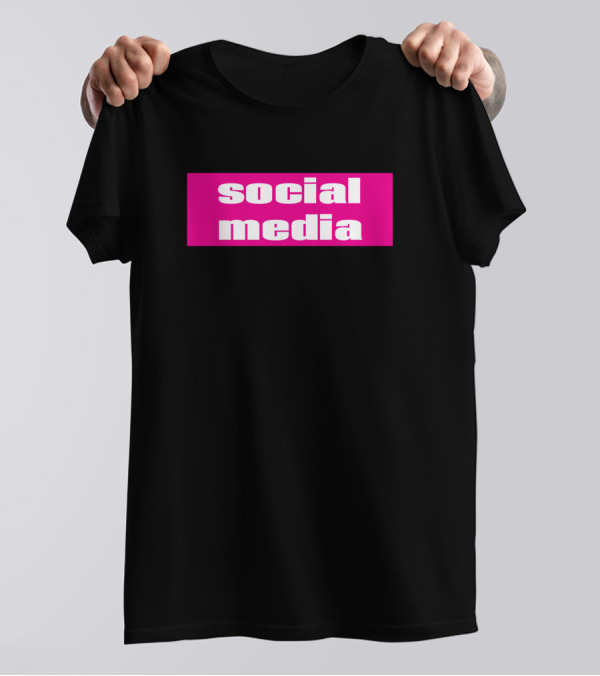 Social Media Pink Block Text T-Shirt