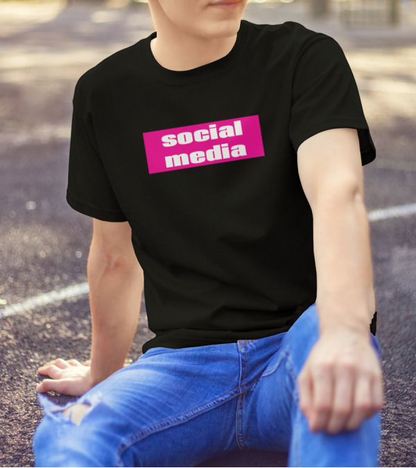 Social Media Pink Block Text T-Shirt