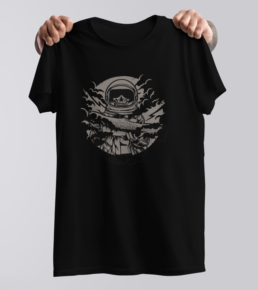 Space Astronaut Skull Fishing Cosmonaut Spacem T-Shirt