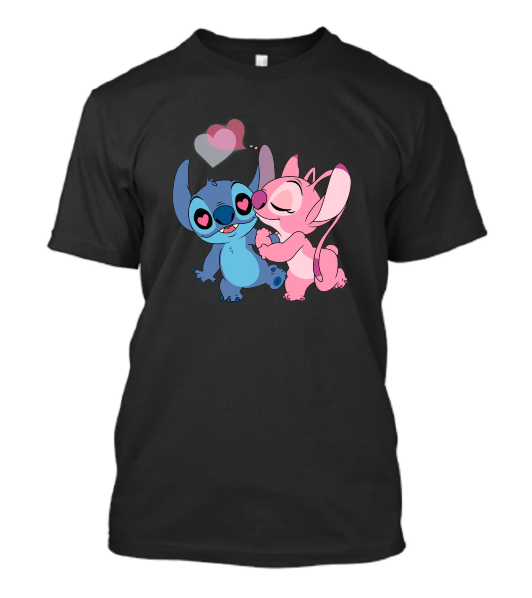 Stitch And Angel Love Heart Embrace T-Shirt