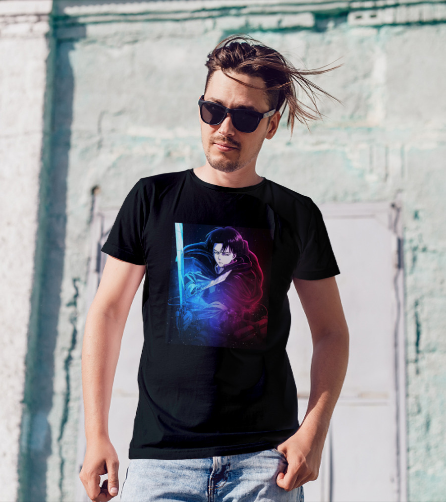 Strongest Commander AOT Levi Ackerman Anime Sword Dual Colors T-Shirt