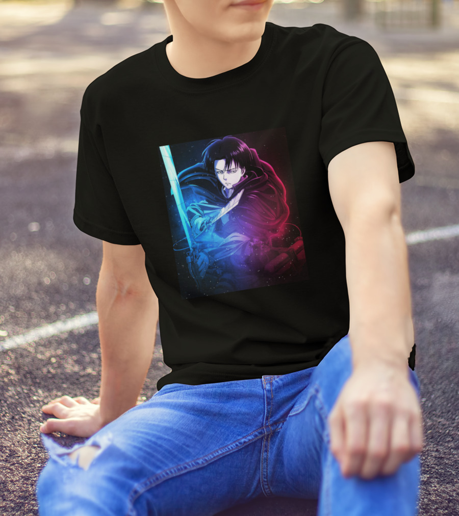 Strongest Commander AOT Levi Ackerman Anime Sword Dual Colors T-Shirt