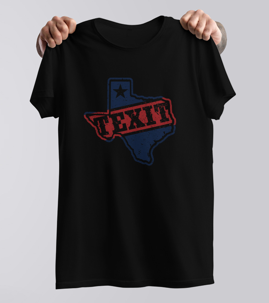 Texas Texit Lone Star Map Star Red Blue T-Shirt