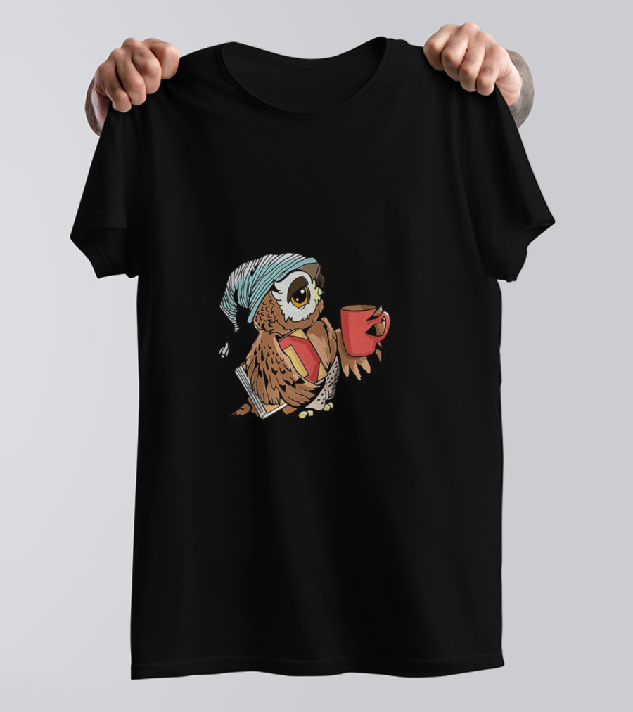 THAT'S WHAT I DO I READ BOOKS I DRINK COFFEE AND I KNOW THINGS Owl With Coffee Cup And Book T-Shirt