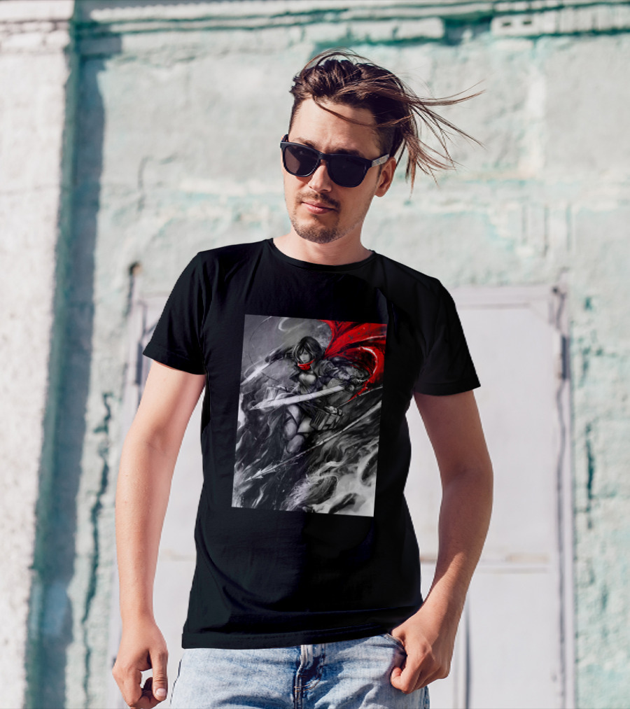 Titan Angel Slayer Clash Warrior In Red Cloak T-Shirt