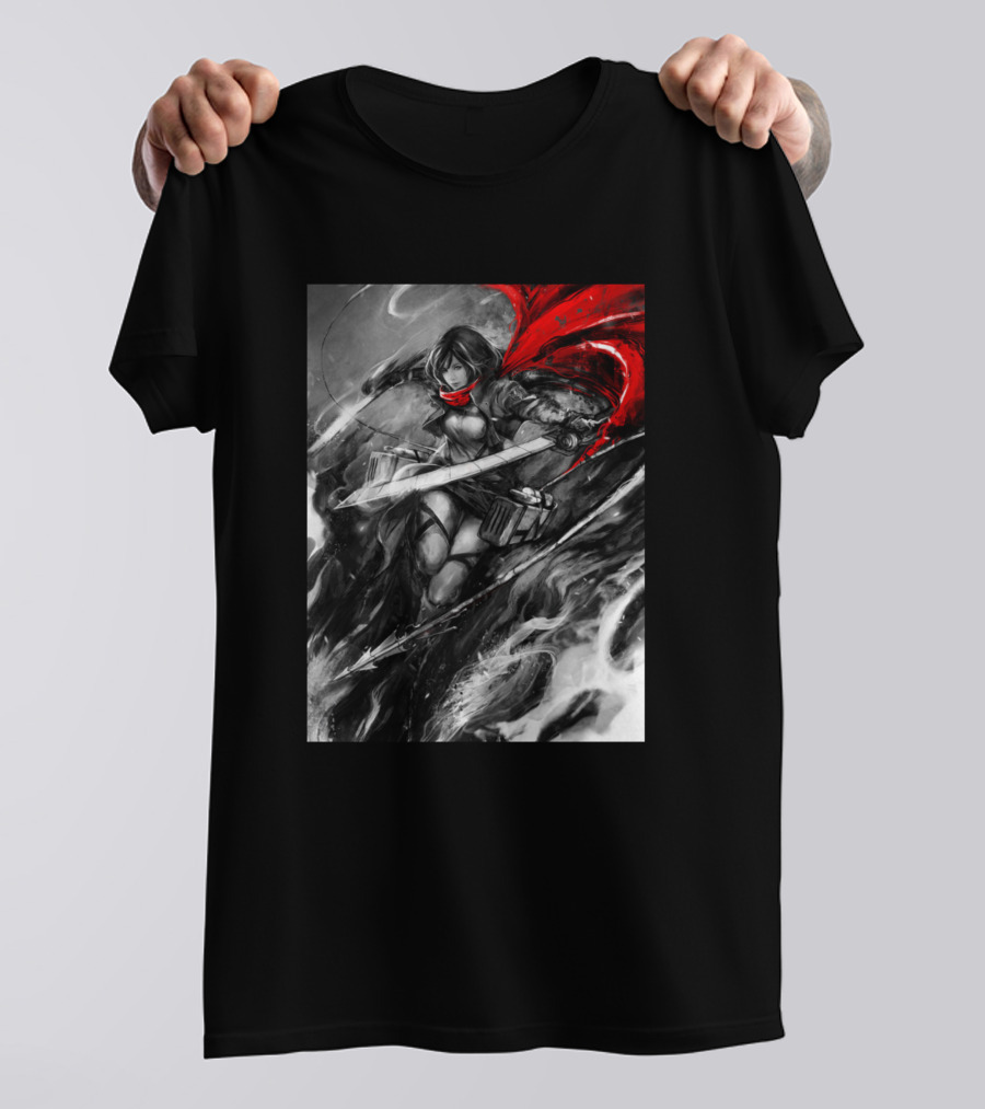 Titan Angel Slayer Clash Warrior In Red Cloak T-Shirt