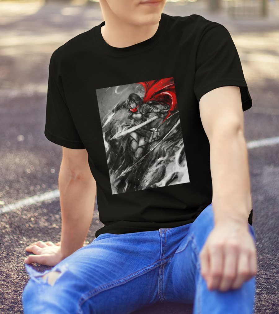 Titan Angel Slayer Clash Warrior In Red Cloak T-Shirt