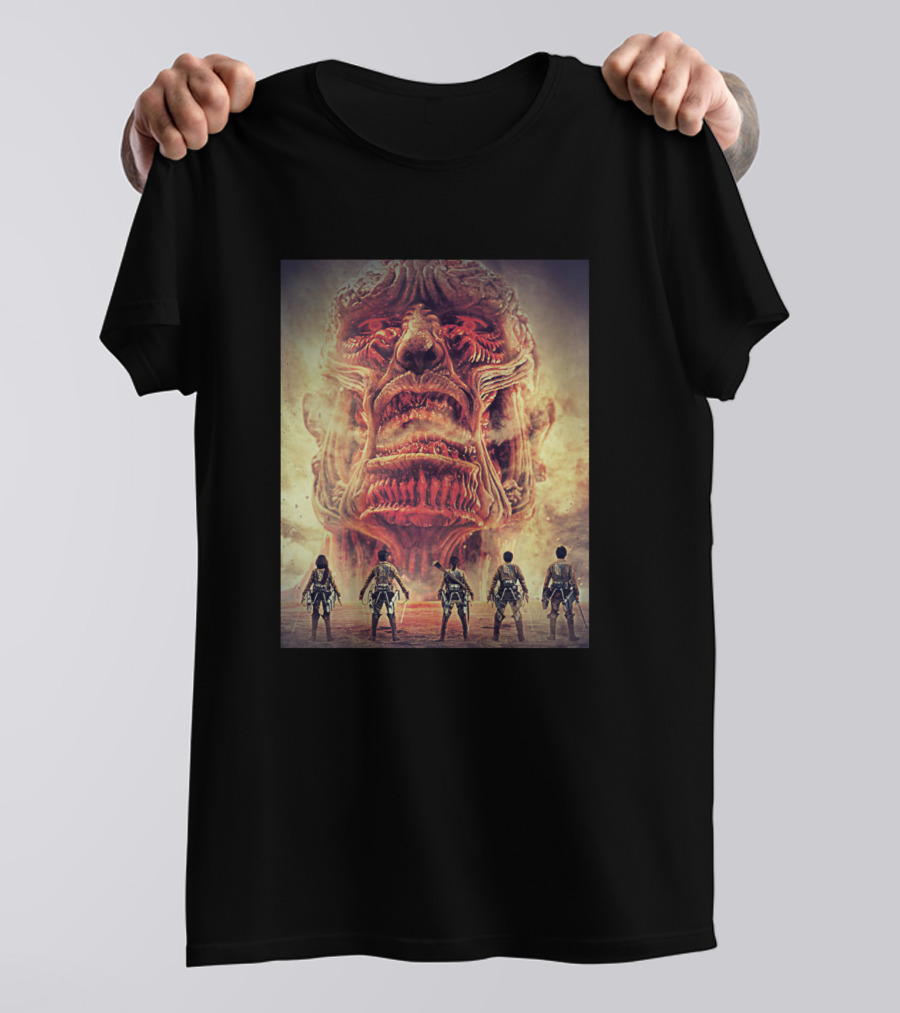 Colossal Titan And Soldiers Facing Off AOT T-Shirt