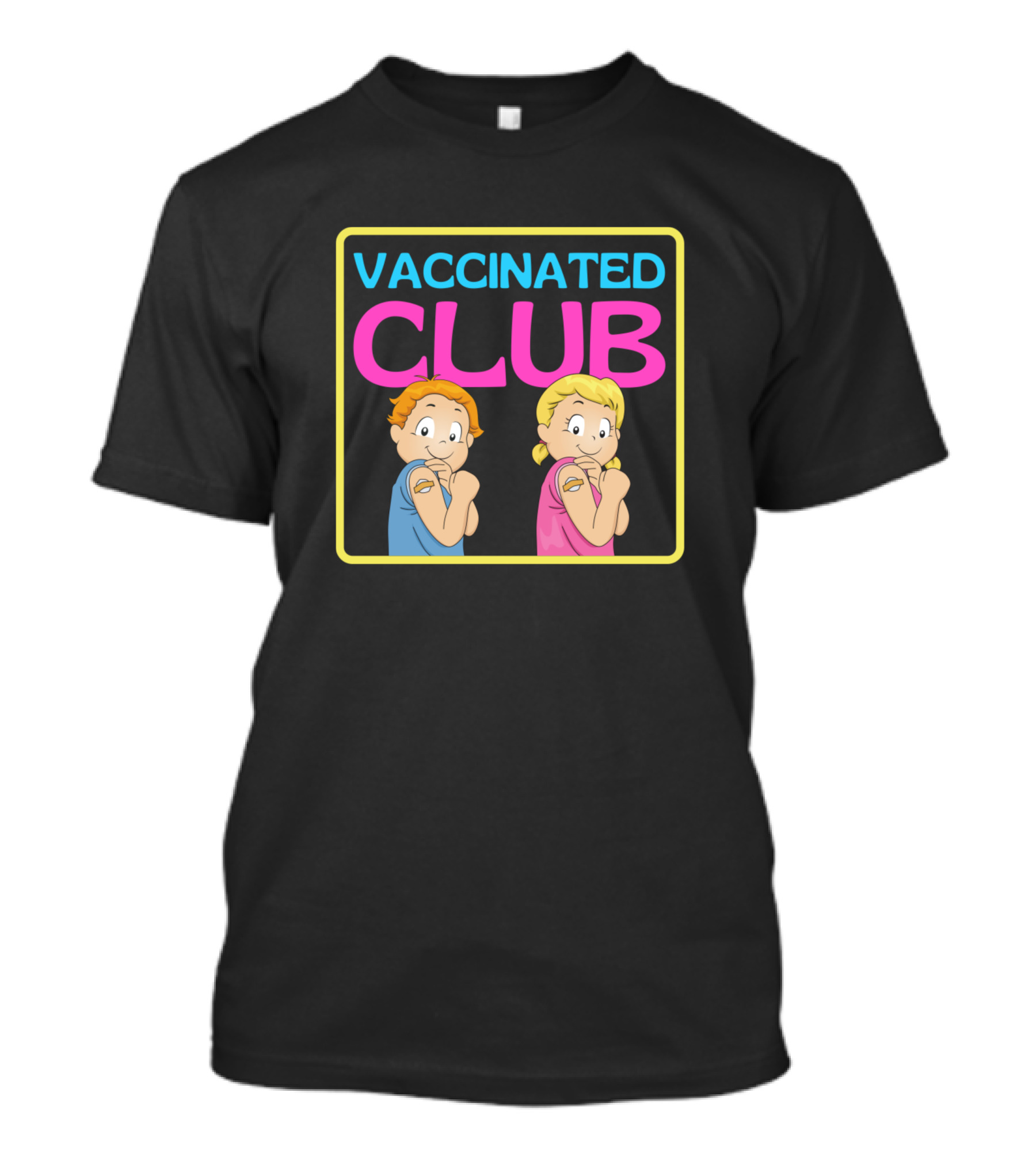 Vaccine Patch Cartoon Kids Vaccinated Club T-Shirt