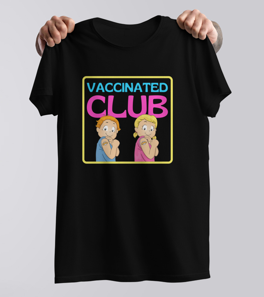 Vaccine Patch Cartoon Kids Vaccinated Club T-Shirt