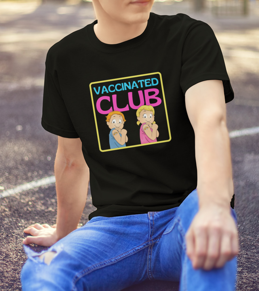 Vaccine Patch Cartoon Kids Vaccinated Club T-Shirt