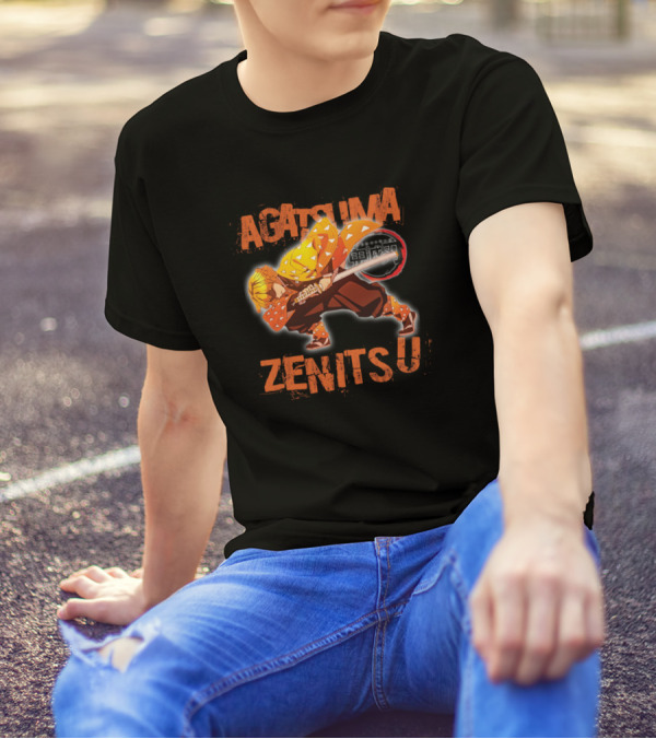 Agatsuma Zenitsu Thunder Breathing Mode With Sword And Lightning Burst T-Shirt