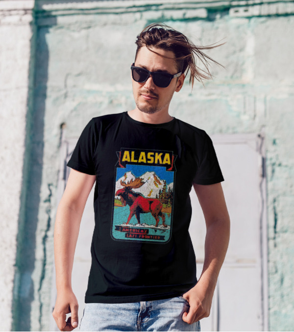 Alaska American Last Frontier Moose And Mountains T-Shirt