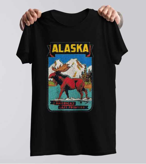 Alaska American Last Frontier Moose And Mountains T-Shirt