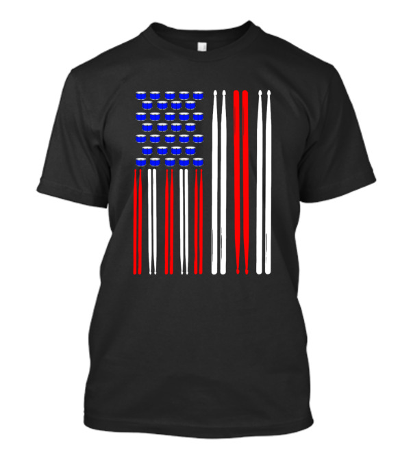 USA Drum Sticks Flag T-Shirt