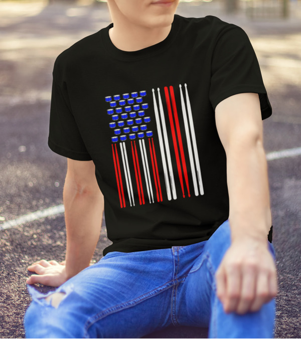 USA Drum Sticks Flag T-Shirt