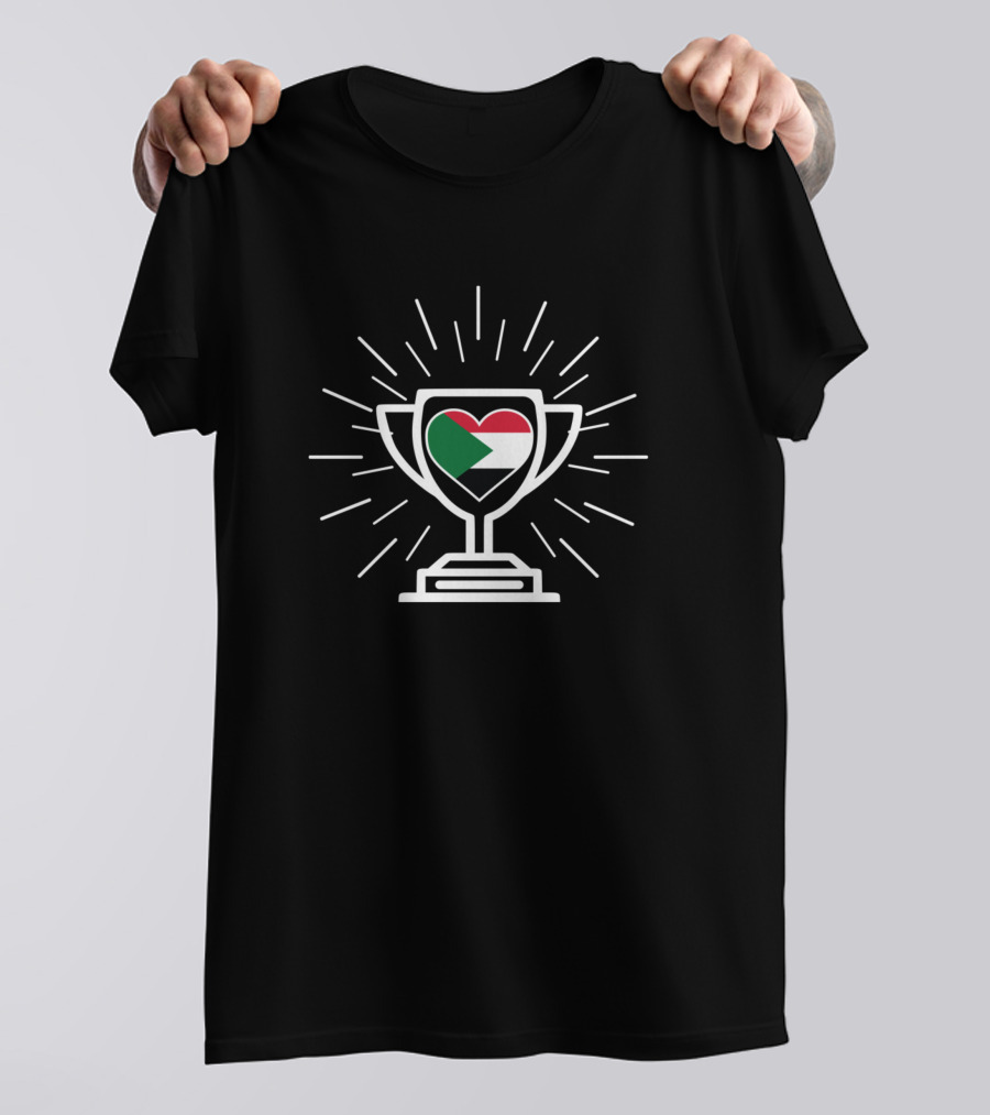 Sudan Trophy Heart Flag Emblem Winner T-Shirt