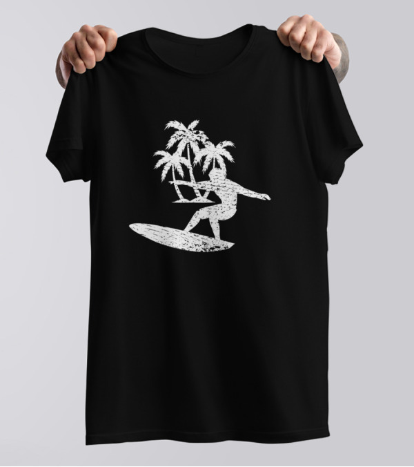 Surfer Summer Water Sports Palms Trees Kite T-Shirt