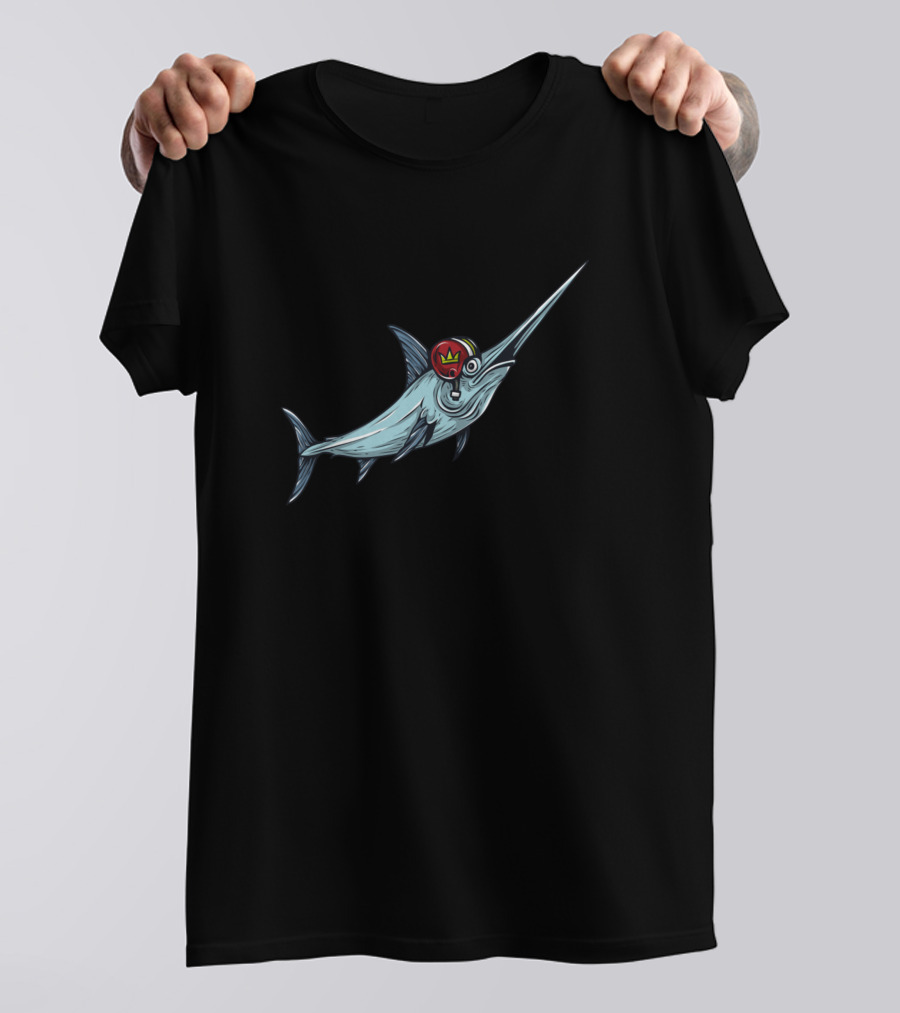 Swordfish Wearing A Red Helmet With Crown T-Shirt