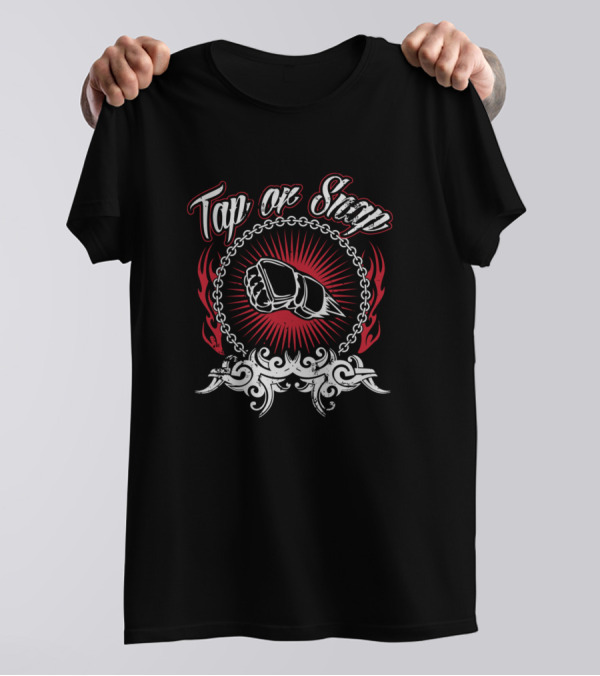 Tap Or Snap MMA Glove Chain Flames T-Shirt
