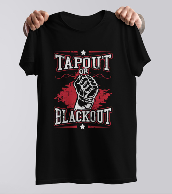Tapout Or Blackout Fist With Red Brick Wall And Stars T-Shirt