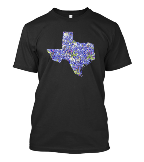 Texas Map Bluebonnet Flowers T-Shirt