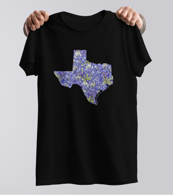 Texas Map Bluebonnet Flowers T-Shirt