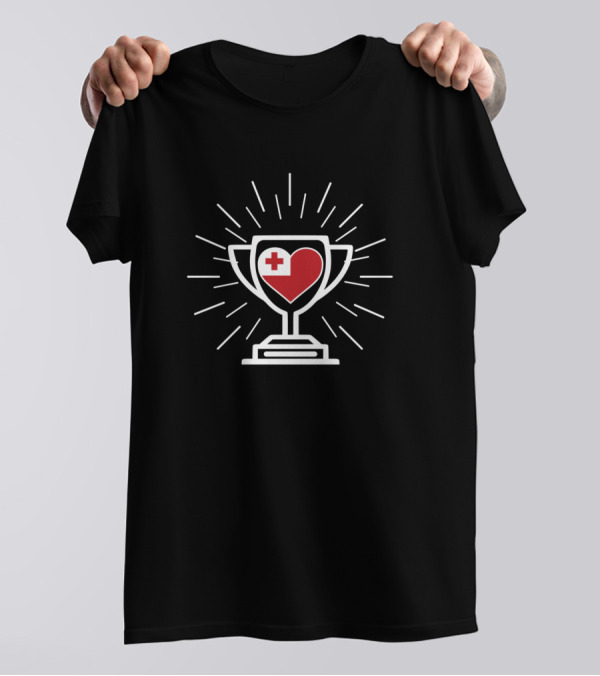 Tonga Trophy Symbol With Heart And Flag Elements T-Shirt