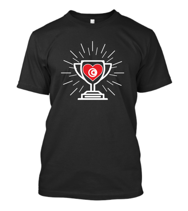 Tunisia Heart Trophy With Flag Symbol In Winner Cup T-Shirt