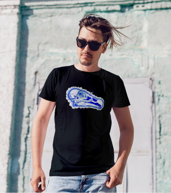 Turkey Vulture Skull Blue And White T-Shirt