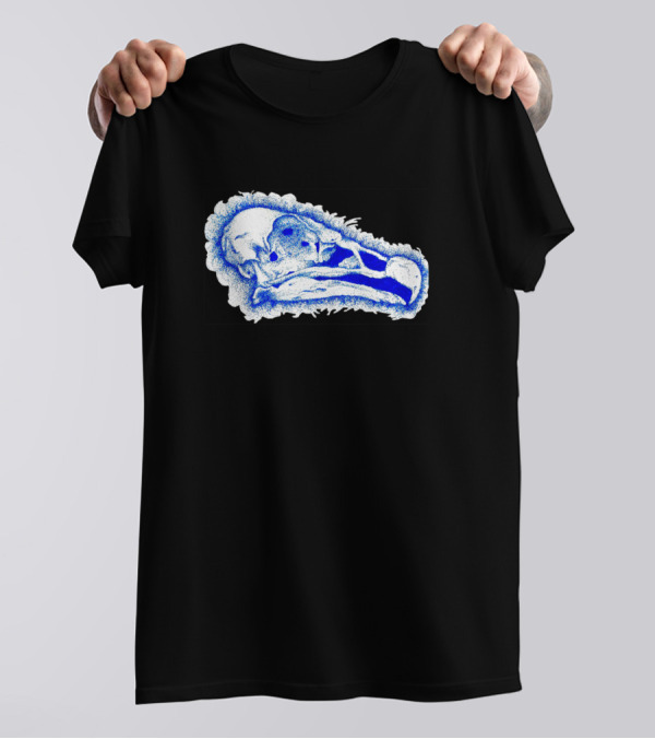 Turkey Vulture Skull Blue And White T-Shirt