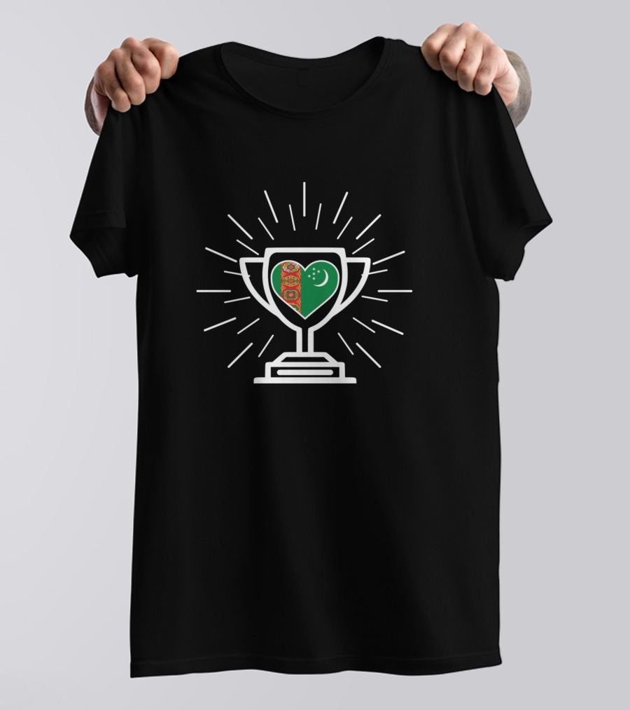 Turkmenistan Trophy Heart Flag T-Shirt