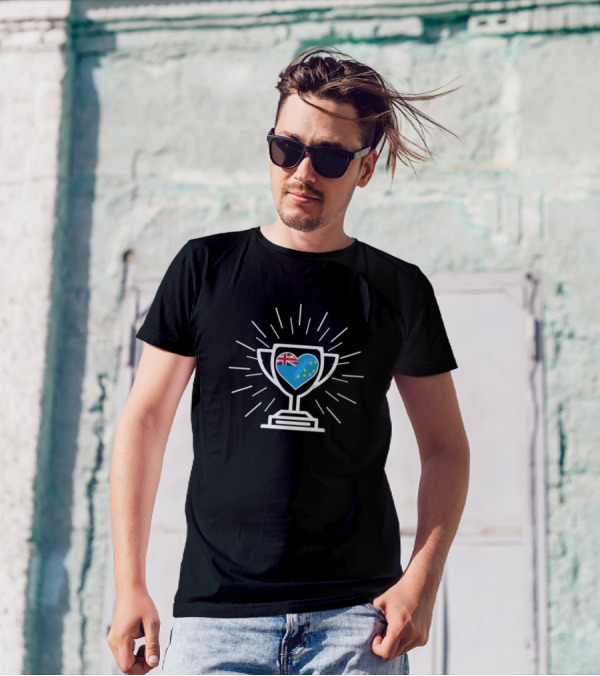 Tuvalu Trophy Heart UK Flag Stars T-Shirt