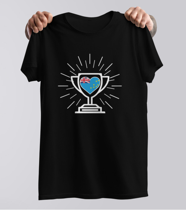 Tuvalu Trophy Heart UK Flag Stars T-Shirt
