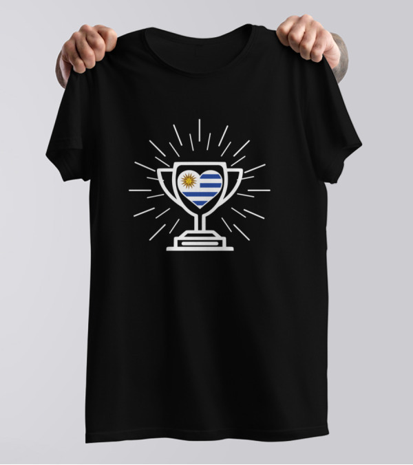 Uruguay Heart Flag Trophy Emblem T-Shirt