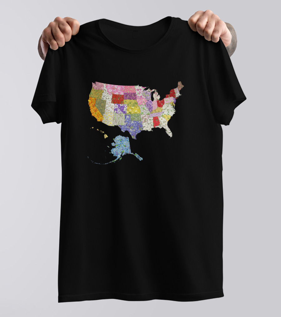 Usa In Flowers Map T-Shirt