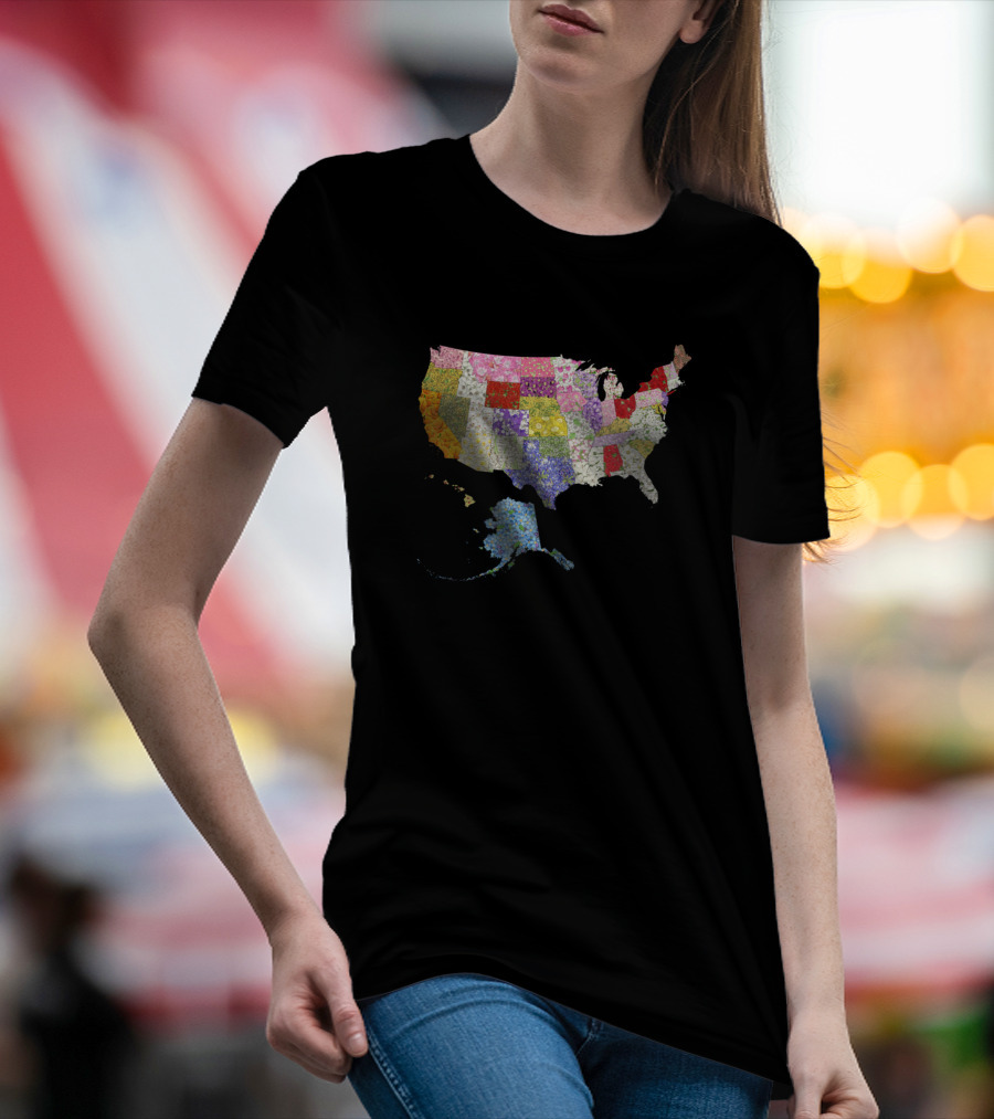 Usa In Flowers Map T-Shirt