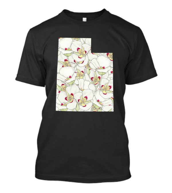 Utah State Outline With White Flower T-Shirt