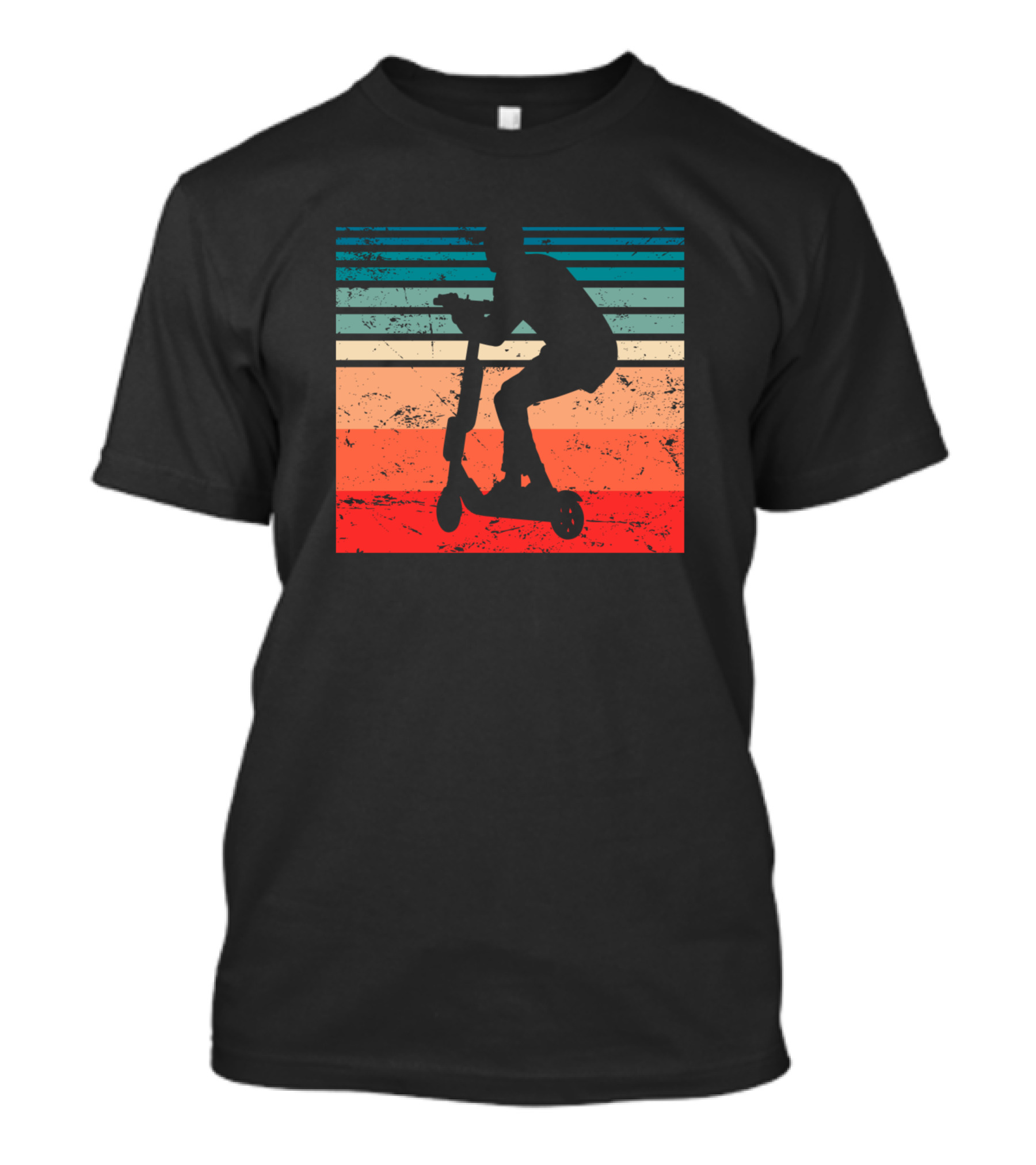Vintage Electric Scooter Driver Retro Sunset Racing Stripes T-Shirt