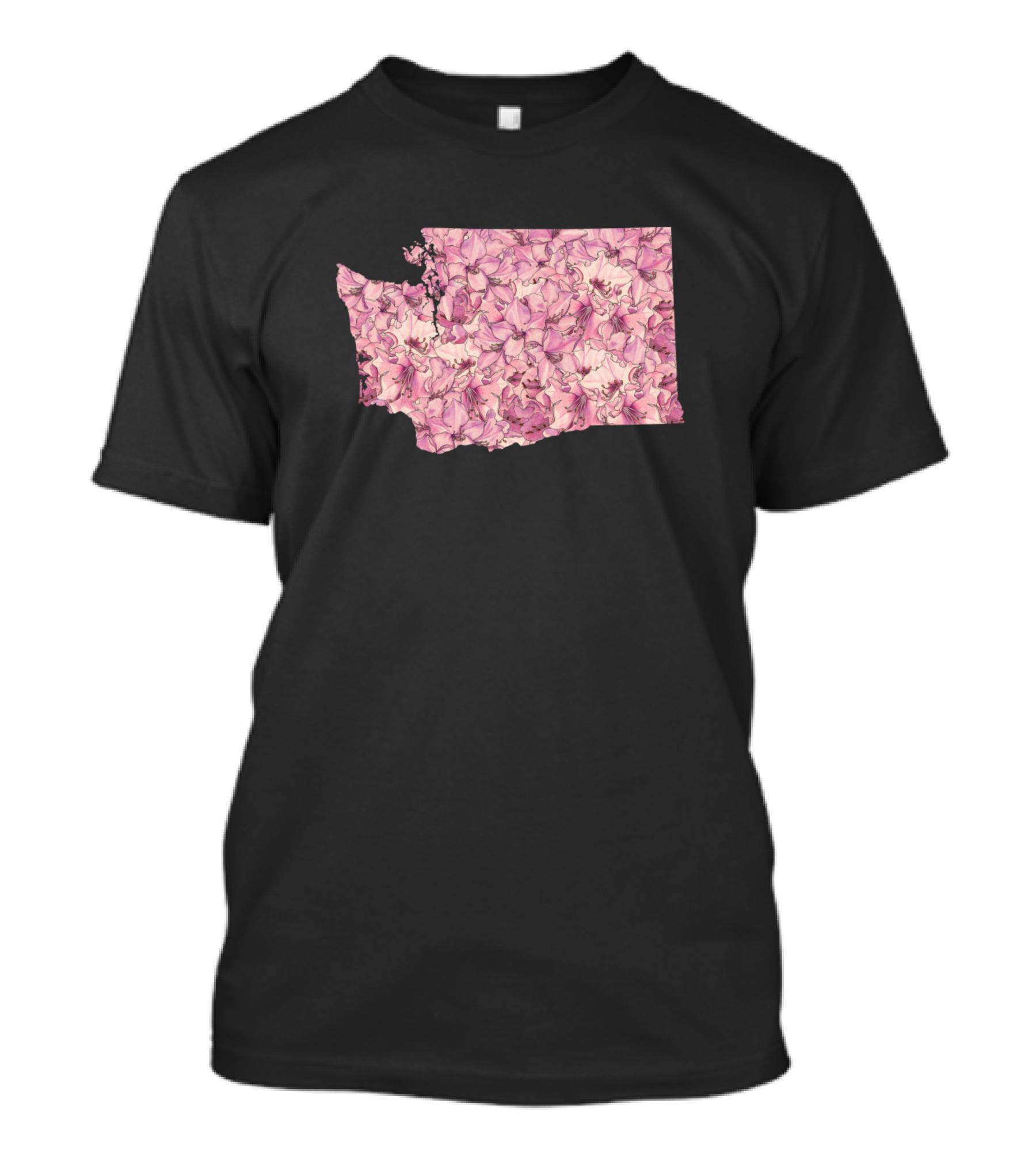 Washington State Outline Filled With Pink Flowers T-Shirt