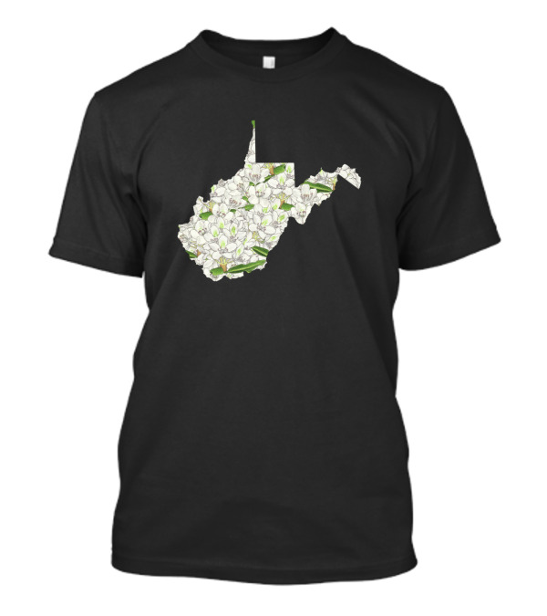 West Virginia State Silhouette Filled With White Floral T-Shirt