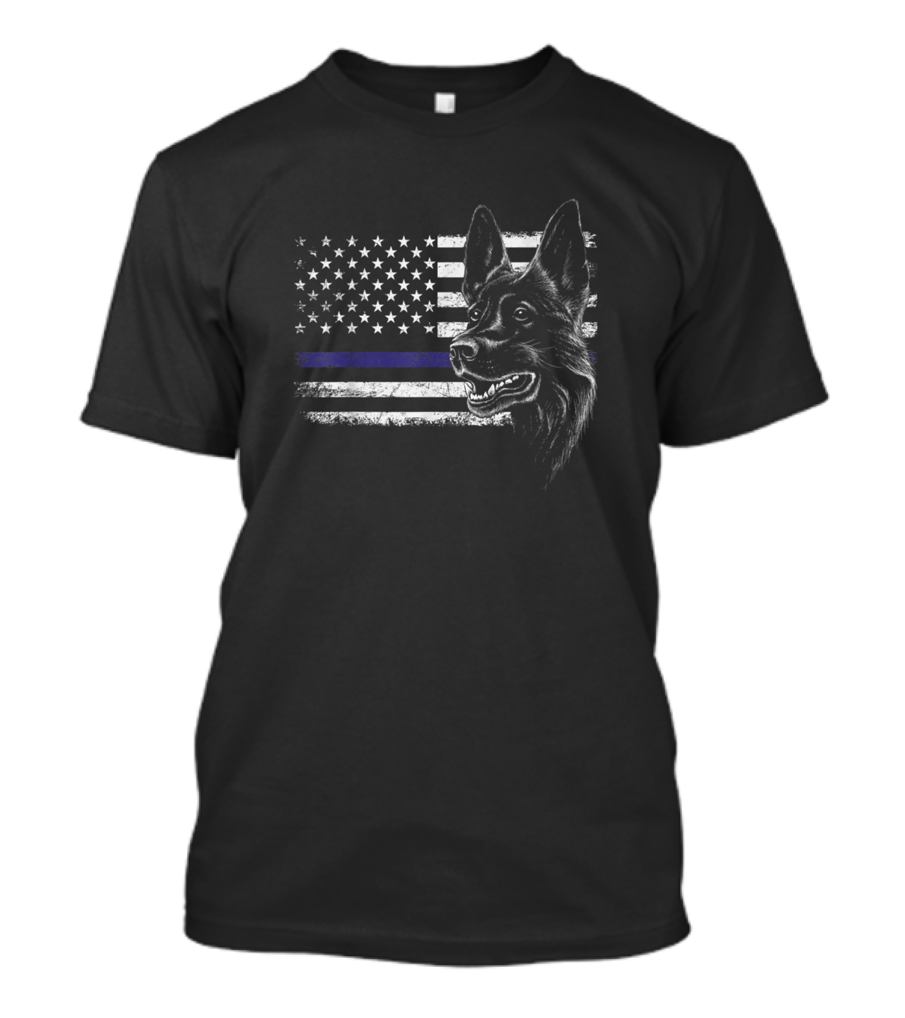 American Flag Thin Blue Line K 9 Patriotic Dog T-Shirt