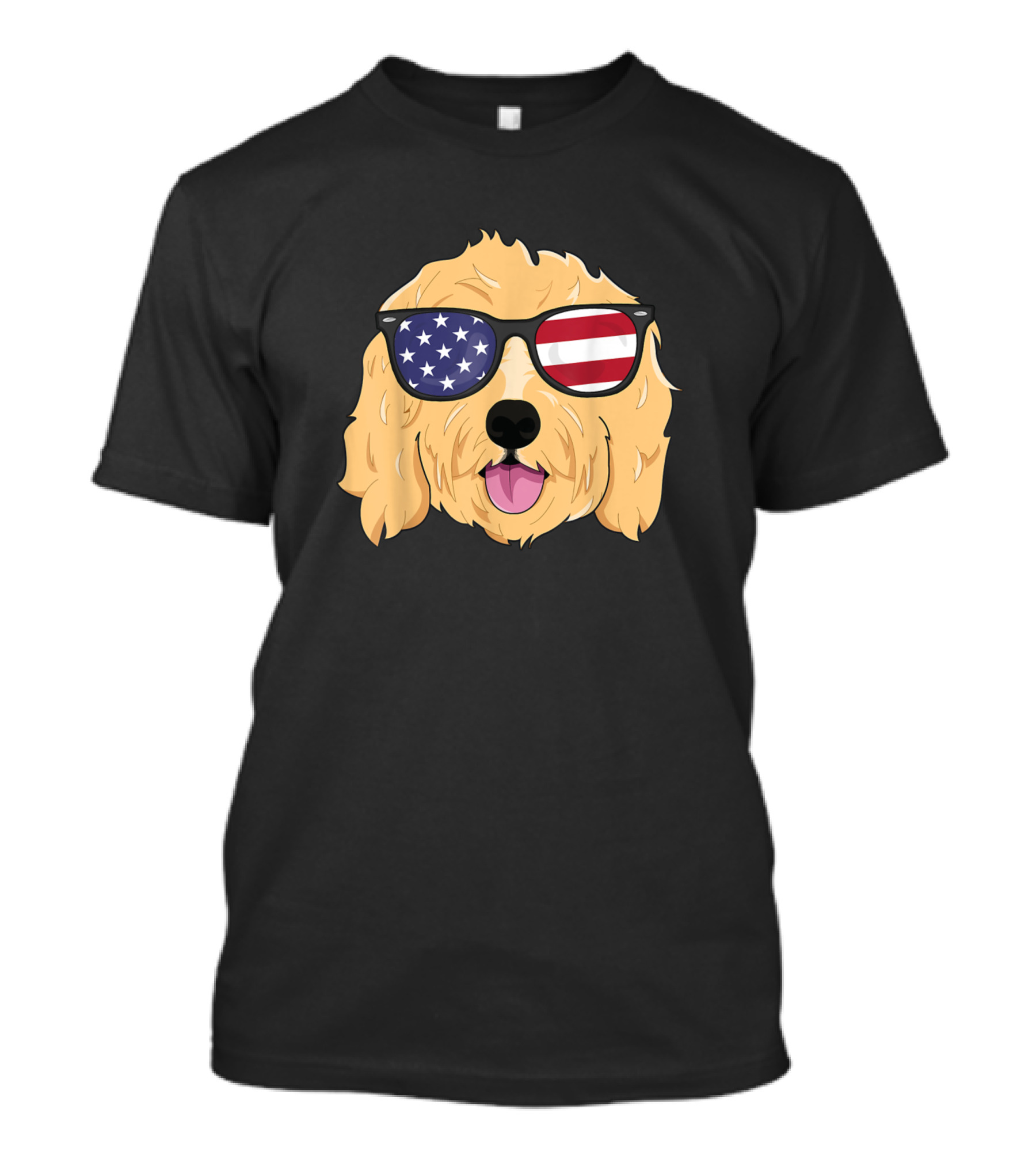 American Goldendoodle With USA Flag Sunglasses Doodle Dog Puppy T-Shirt