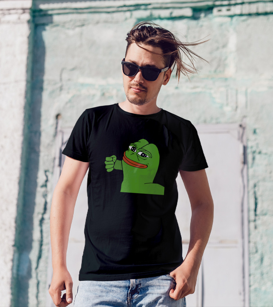 Angry Pepe The Frog Meme Icon With Punching Fist Gesture T-Shirt
