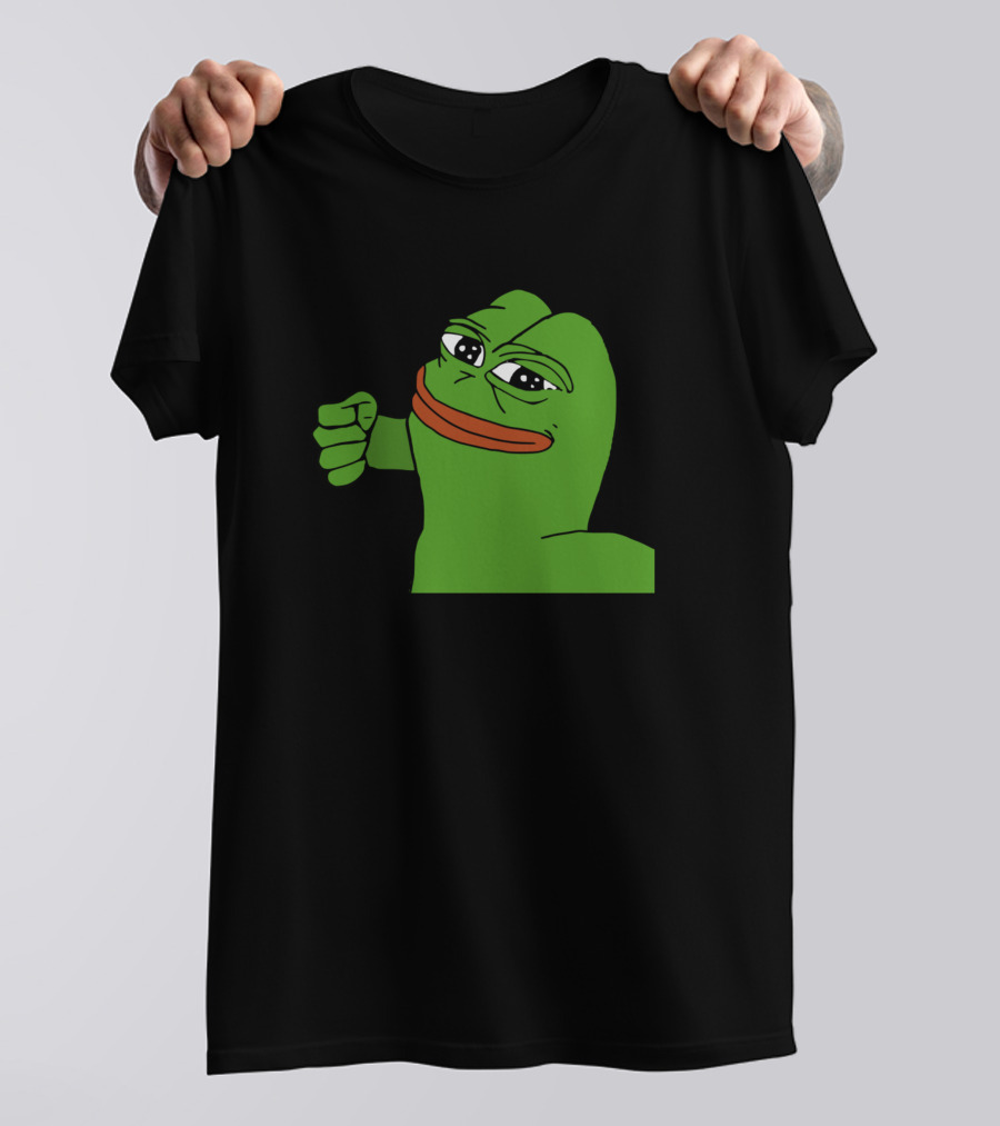 Angry Pepe The Frog Meme Icon With Punching Fist Gesture T-Shirt