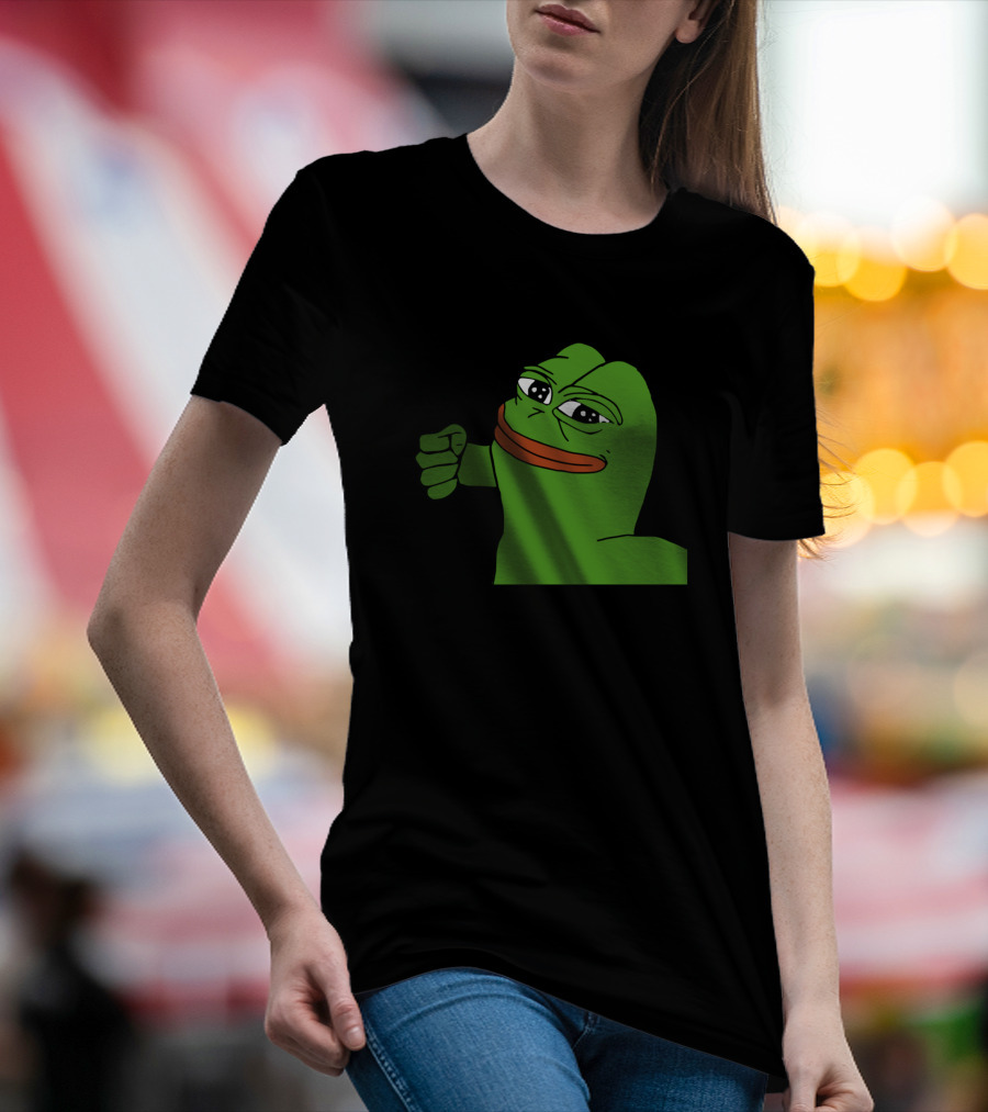 Angry Pepe The Frog Meme Icon With Punching Fist Gesture T-Shirt