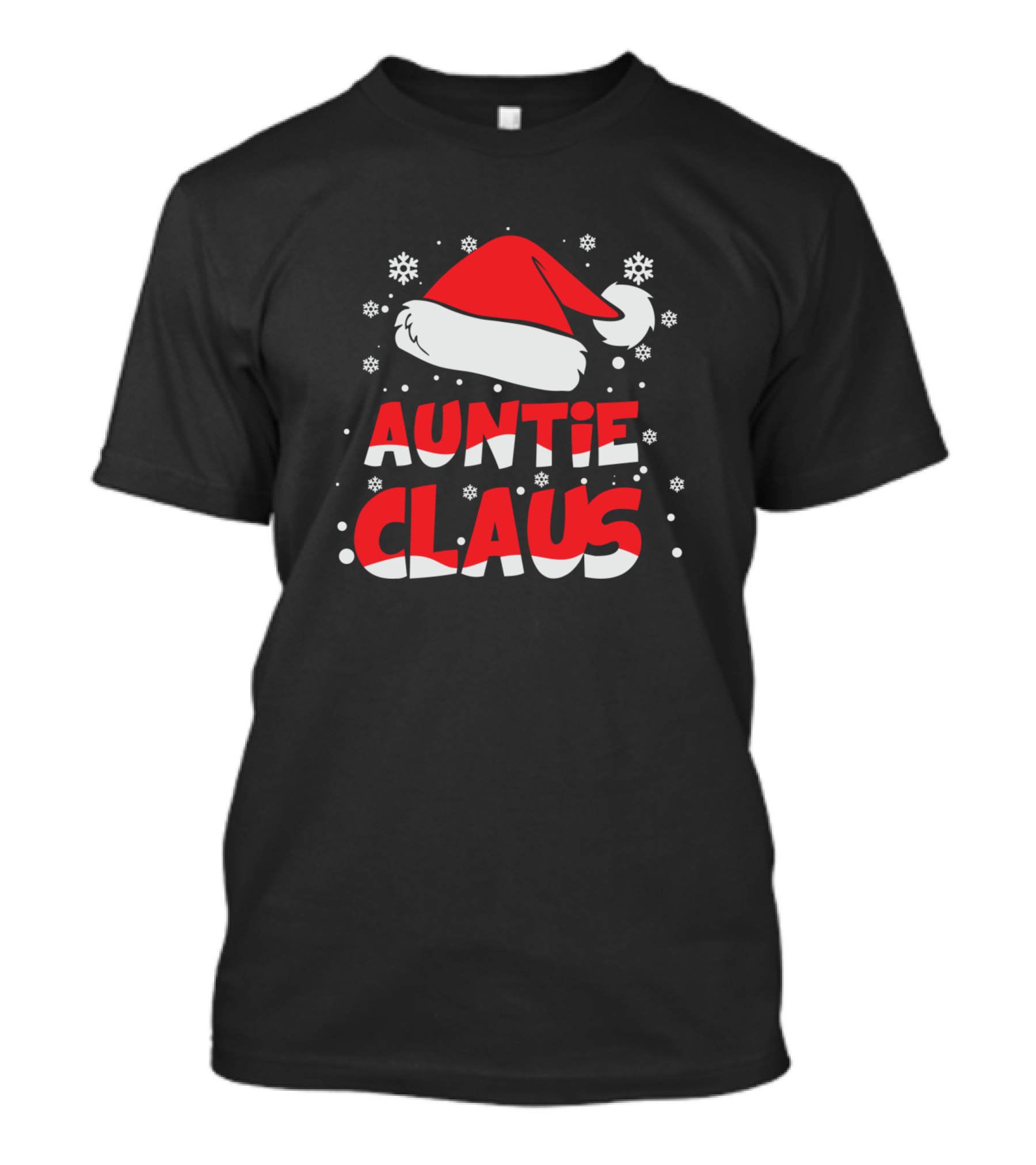 Auntie Claus Santa Hat Snowflakes Christmas T-Shirt
